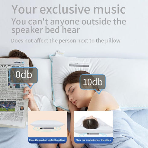 SERENAGLOW Pillow Speaker for Sleeping, Portable Sleep Aid Build-in Bone Conduction, Mini Bluetooth White Noise Machine