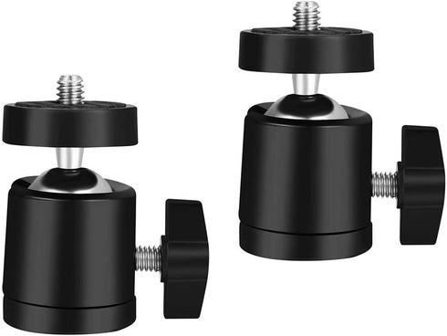 JAOXISOU 2 Pack Universal 1/4" Swivel Mini Ball Head Screw Tripod Mount, 360