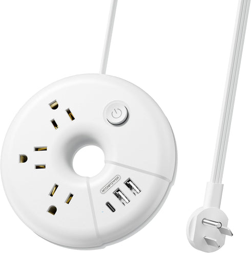 NTONPOWER Travel Power Strip with USB Ports, 3 Outlet and 3 USB (1 USB C), 5 ft Extension Cord, Compact for Home Office