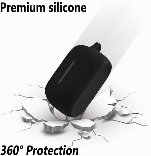 Geiomoo Silicone Carrying Case for Jabra Elite 4, 3, 2, Portable Scratch Shock Resistant Cover with Carabiner, Black