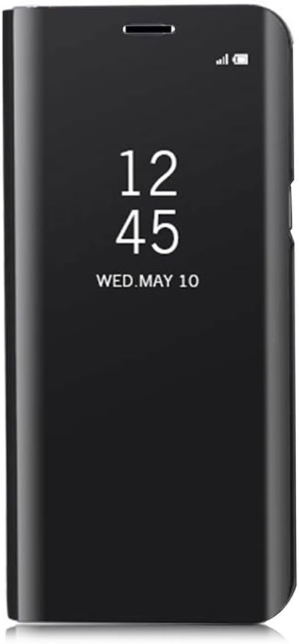 Samsung Galaxy Note 8 Mirror Case - Plating PC Smart Clear View Window Flip Stand Cover, Black