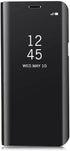 Samsung Galaxy Note 8 Mirror Case - Plating PC Smart Clear View Window Flip Stand Cover, Black