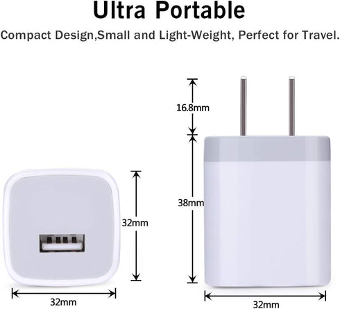 GiGreen Single Port USB Wall Charger 5 Pack, 1A/5V Power Adapter Compatible with iPhone, Samsung, LG, Moto, Pixel
