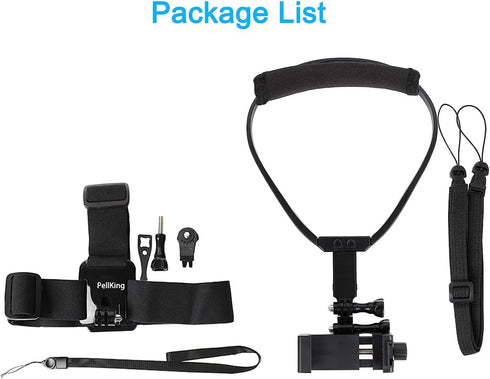 Pellking POV/Vlog Smartphone Head Strap Mount Kit, Compatible with iPhone, Samsung, Hero 1-9, DJI Osmo
