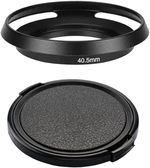 40.5mm Metal Lens Hood & Lens Cap for Sony A6600 A6400 E-Mount 16-50mm Lens, Nikkor 10-30mm Lens (1+1 Pack)