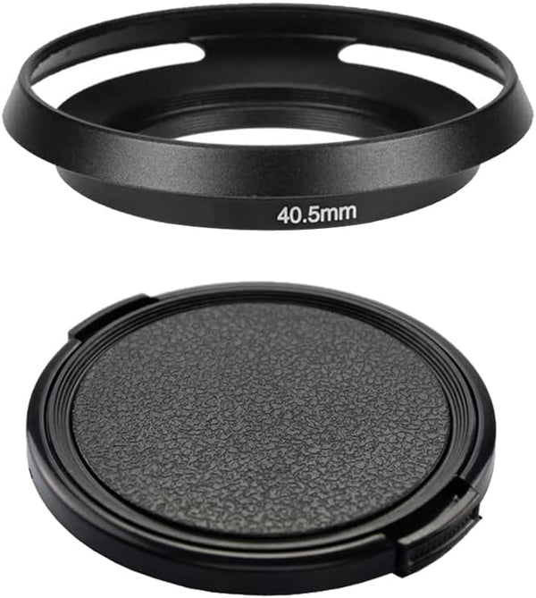 40.5mm Metal Lens Hood & Lens Cap for Sony A6600 A6400 E-Mount 16-50mm Lens, Nikkor 10-30mm Lens (1+1 Pack)