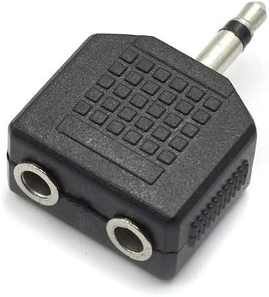 3.5mm Mono Male to Dual 3.5mm Female Mono Audio Y Splitter - Microphone Converter Headphone Adapter Connector - 6 Pcs