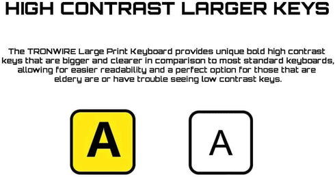 Large Oversized Print Letter Wired USB 104 Keys High Contrast Keyboard for Desktop PC Computer