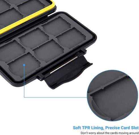 12 Slots SD Card Case Holder, Waterproof Anti-Shock SD/SDHC/SDXC Card Storage with Carabiner