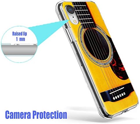 for iPhone XR Case - Shockproof Anti-Scratch Slim Soft TPU Clear Protective Cover (Funny Yellow Music Guitar)