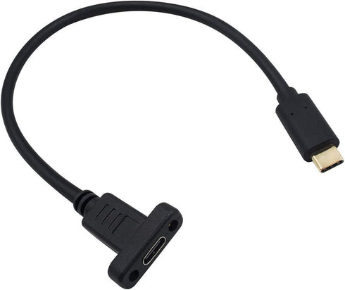 Poyiccot USB C Extension Cable 1ft, 10Gbps 60W, Type C Male to Female, Short USB 3.1 Panel Mount for Data & Sync.