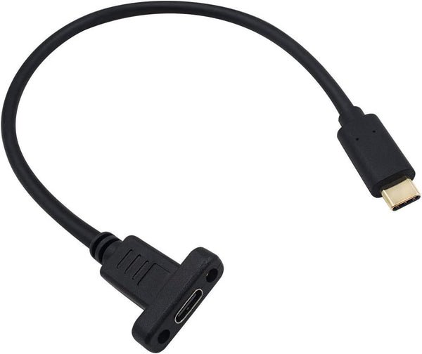 Poyiccot USB C Extension Cable 1ft, 10Gbps 60W, Type C Male to Female, Short USB 3.1 Panel Mount for Data & Sync.