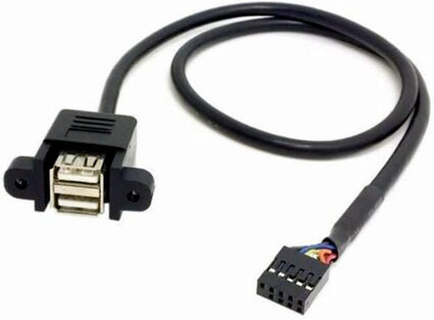 ANRANK 50cm Dual USB 2.0 Type A Female to Motherboard 9Pin Header Cable Adapter with Screw Panel for Computer, Tablet,