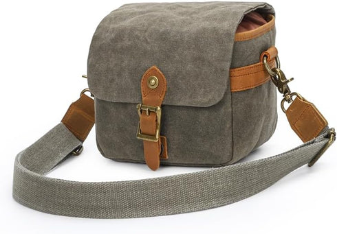 Vintage Canvas DSLR/SLR Camera Bag - Thick Protective Case for Camera and Lens - Water Resistant - Sling Shoulder Bag