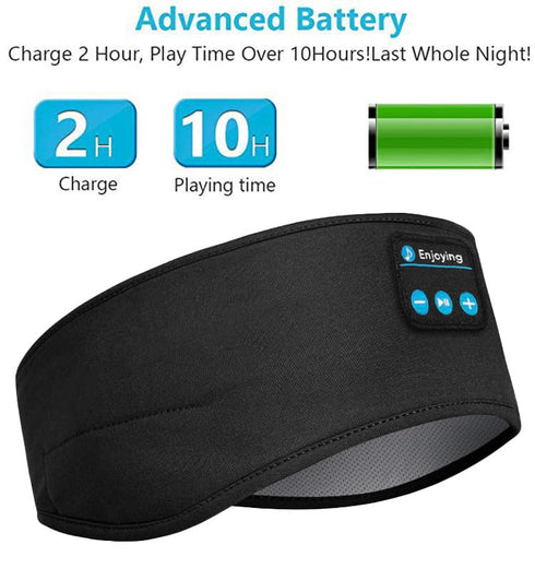 Wireless Bluetooth Sports Headband Headphones, Ultra-Thin HD Stereo for Sleeping, Workout, Meditation, Black