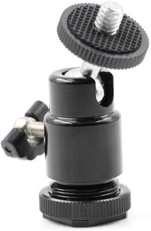 Walway Hot Shoe Mount Adapter, 360 Degree 1/4" Screw Swivel Mini Ball Head