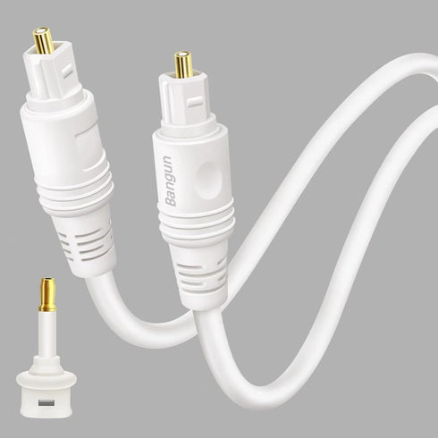 White Toslink Digital Optical Audio Cable 6ft, Slim Optical TV Cord, Fiber