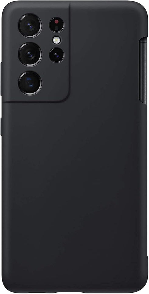 Galaxy S21 Ultra Case with S Pen Holder, Liquid Silicone Phone Cover, Anti-Fingerprint Military Shockproof Protection
