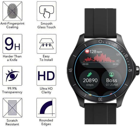Screen Protector for IDW18 Fitness Smart Watch, 9H Tempered Glass Protective Film Compatible with Quican IDW18 / TOOBUR