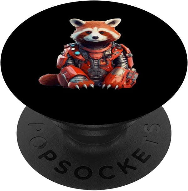 Futuristic Cyborg Steampunk Mechanical Red Panda Robot PopSockets Standard PopGrip