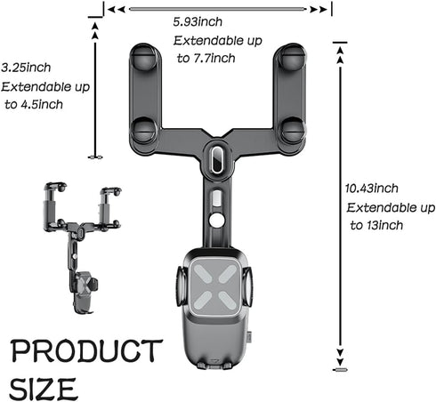 Rear View Mirror Phone Holder,?2023 New Upgraded? 360°Rotatable+Retractable Rearview Mirror Phone Holder,Universal Multifunctional Phone Mount for All Mobile Phones&Cars by OFBAND