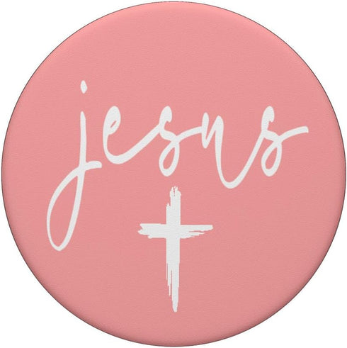 Jesus Cross Love Faith Easter Christmas Pink Peach Pastel PopSockets Standard PopGrip