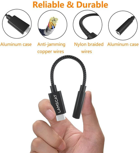 USB C to 3.5mm Headphone Adapter, Type C to Aux Dongle for Android, Compatible with Pixel 6 5 4, Samsung Galaxy S22 and
