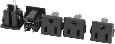 uxcell 5 Pcs AC 125V US Outlet Panel Mount Power Rewiring Socket, Black