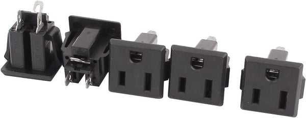 uxcell 5 Pcs AC 125V US Outlet Panel Mount Power Rewiring Socket, Black
