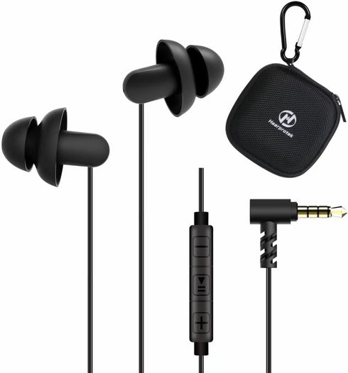 Sleep Earbuds, Hearprotek Ultra Soft Lightweight Silicone Sleeping Earphones with Volume Control and Mic