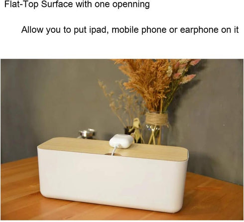 Cable Management Box, Power Strip Organizer to Hide and Conceal Cords from TVs, Computers, and Desks
