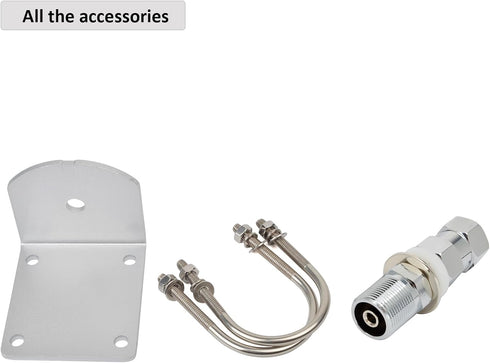 HYSHIKRA 3/8-24 (10MM Universal Aluminum Heavy Duty Antenna Mount, Outdoor Antenna Pole Mast Mount Bracket with U-Bolts