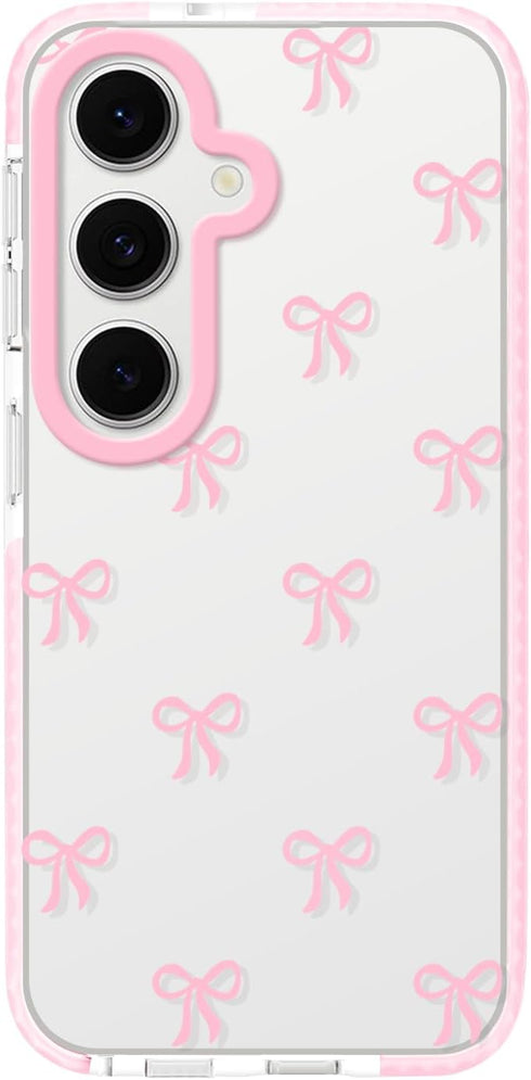 Dumkery Cute Phone Case for Samsung Galaxy S24 FE, Bow Aesthetic Pattern Cases,