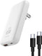 65W GaN USB C Charger, 2 Port Flat Wall Charger with PD3.0 & PPS, 3.28ft 100W Cable for MacBook, iPhone, White