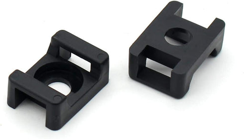 Black 9mm Cable Tie Mount Base Saddle Type Holder, Large Size 0.75 inch, Pack of 100, Screw Wire Bundle Holder