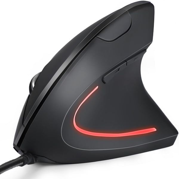 KUNSI Wired Ergonomic Mouse, USB Wired Vertical Mouse with 800/1200/1600 Adjustable DPI, 6