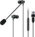 USB Earbuds with Boom Mic for Computers & Smartphones, In-Ear Headphones with USB-A & USB-C for Laptop, 4.9FT