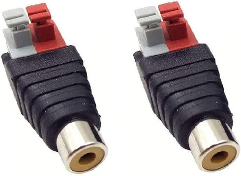 2-Pack Phono RCA Female to 2 Screw Terminal Strip Audio Video Spring Press Type Balum Connector Adapter (RCA F/AV F)