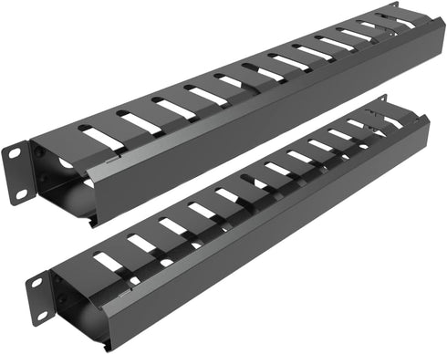 JINGCHENGMEI 2 Pack of All Metal 1U Cable Management Horizontal Rack Mount Cable