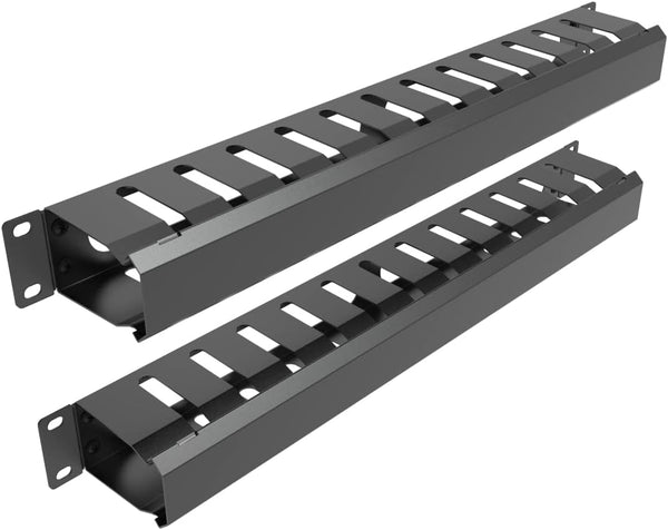 JINGCHENGMEI 2 Pack of All Metal 1U Cable Management Horizontal Rack Mount Cable