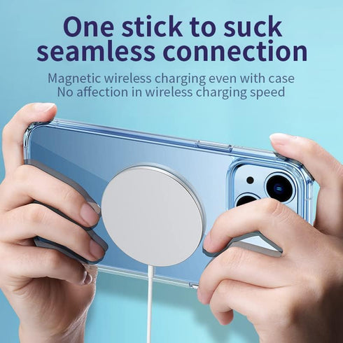 iPhone 13 & 14 Case - Strong Magnetic Clear, 10Ft Military-Grade Protection, Slim Shockproof MagSafe Compatible, 6.1"