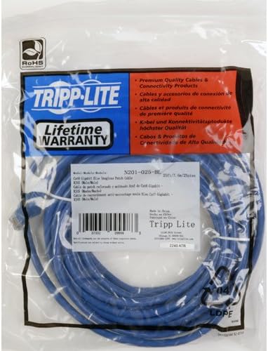 Tripp Lite Cat6 Gigabit Snagless Molded Patch Cable, 7-ft. (RJ45 M/M), Blue (N201-007-BL)