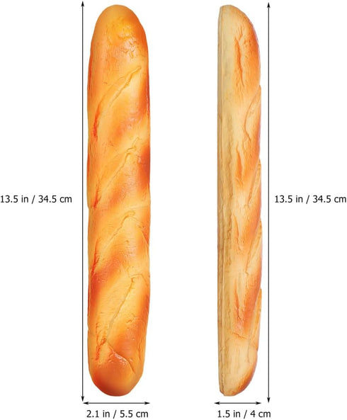 2pcs Set Garneck Realistic Fake Bread Loaves Artificial French Bread - Faux Food Decor for Kitchen Display, Photography