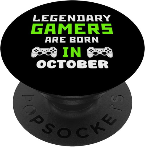 Legendary Gamers are Born in October Funny Video Game PopSockets Standard PopGrip