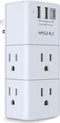 USB Multi Plug Outlet Extender, YISHU Surge Protector with Rotating Plug, 6 AC Plug Extender with 3 USB