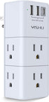 USB Multi Plug Outlet Extender, YISHU Surge Protector with Rotating Plug, 6 AC Plug Extender with 3 USB