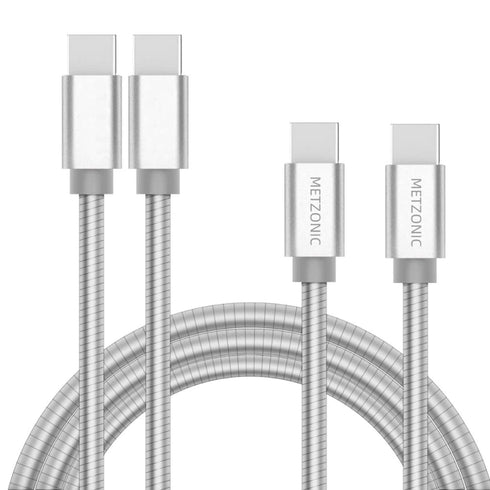 USB C Cable 2 Pack, Type C to Type C Metal Braided Charging Cable 6.6 Ft, PD 65W Fast Charge Data Sync