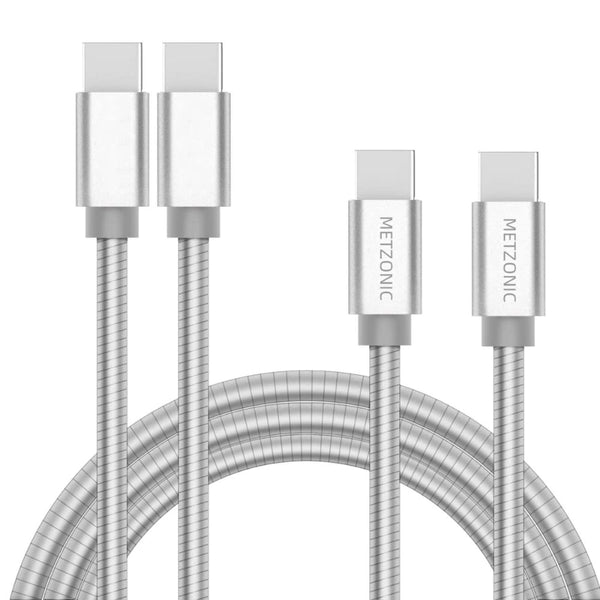 USB C Cable 2 Pack, Type C to Type C Metal Braided Charging Cable 6.6 Ft, PD 65W Fast Charge Data Sync