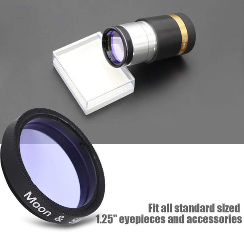 1.25 inch Moon Filter - Aluminum Alloy Sky Glow & Moon Filter Optical Glass for Telescope Eyepiece