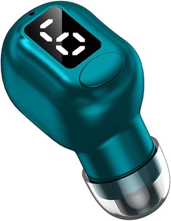 Single Invisible Bluetooth Earbuds, Smallest Tiny Hidden Headphones for Work, Mini Spy Microphone - Green
